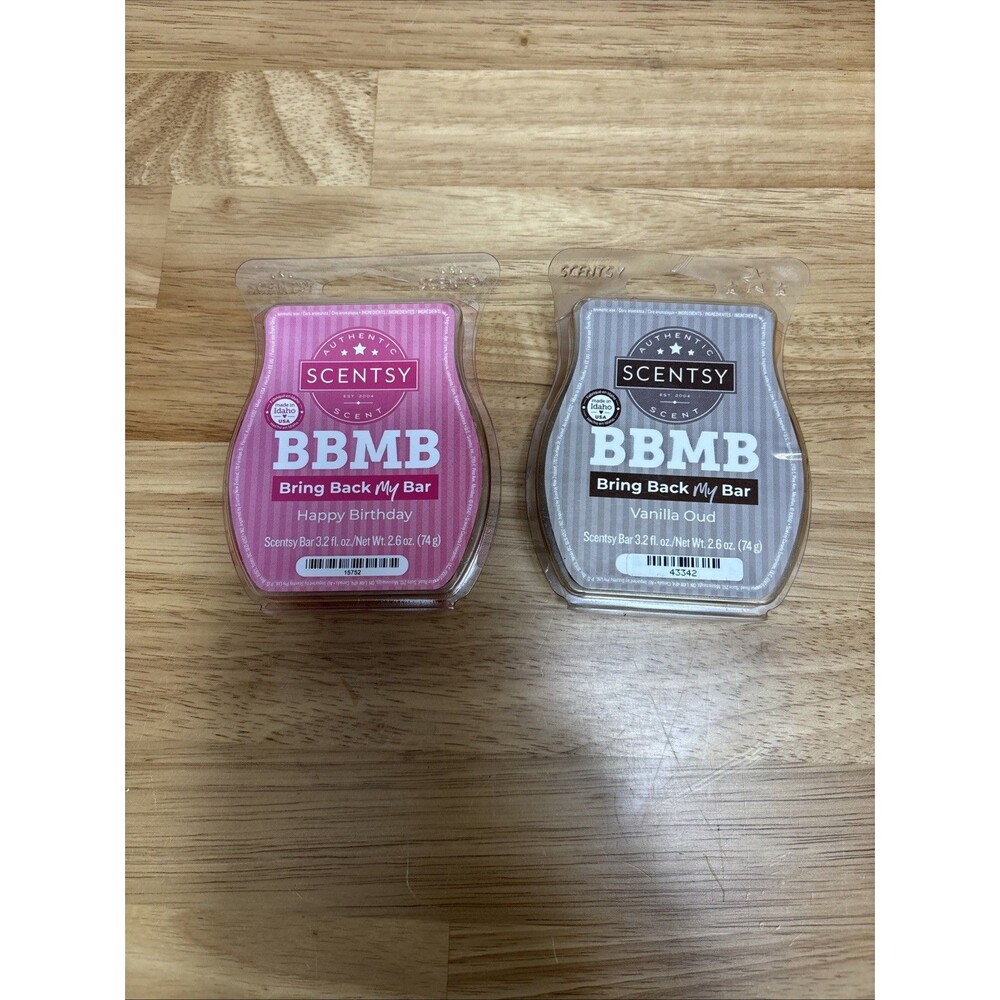 Scentsy Wax Melt Bars Lot of 2 New In Package BBMB Happy Birthday - Vanilla Oud